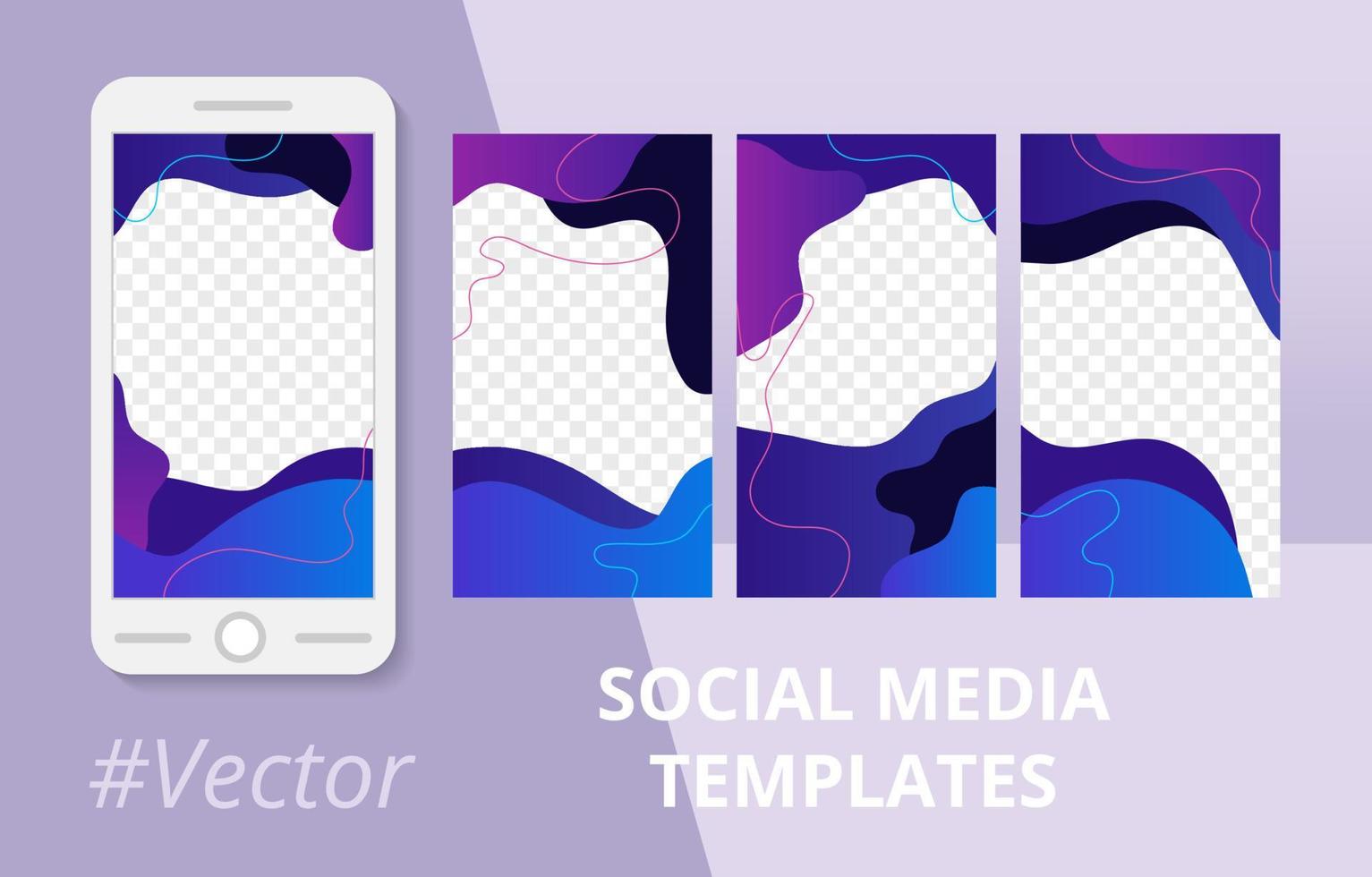 modern design bakgrunder för sociala medier banner med gradient flytande vågformer. uppsättning redigerbara berättelser rammallar. trendig minimalistisk mockup för blogg eller butik. vektor illustration