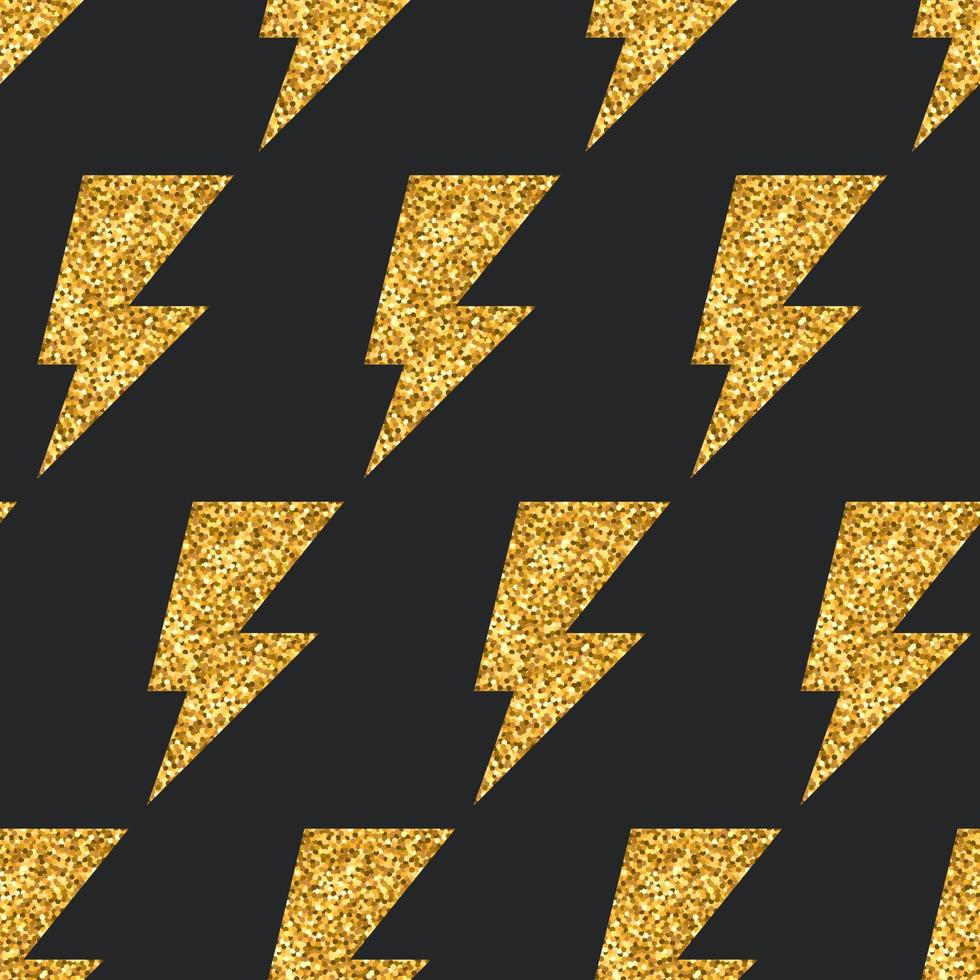 kreatives nahtloses muster mit goldglitterblitz. stilvoller grußhintergrund mit energiezeichen, goldenem donnerbolzen. Vektor-Illustration vektor