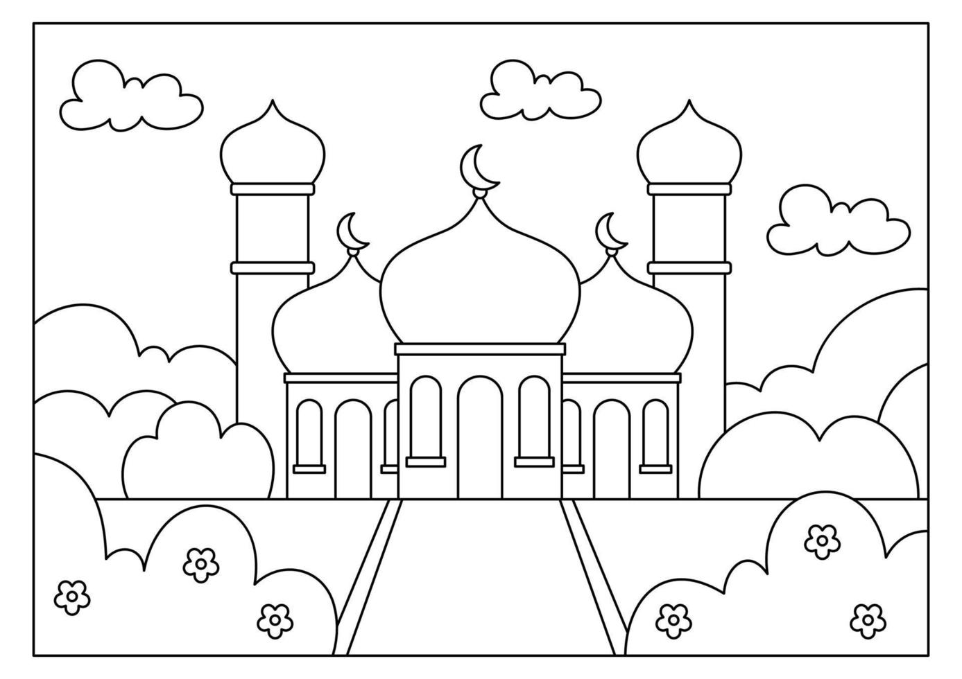 moschee malseite für muslimische kinderaktivitäten vektor