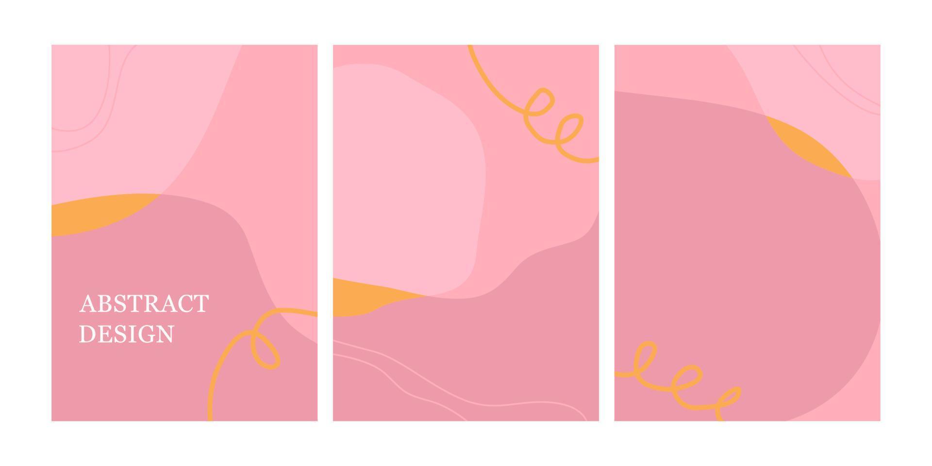 uppsättning modern designmall med abstrakta organiska former i pastellrosa färger. minimal snygg bakgrund för broschyr, flygblad, banner, affisch och varumärkesdesign. vektor illustration