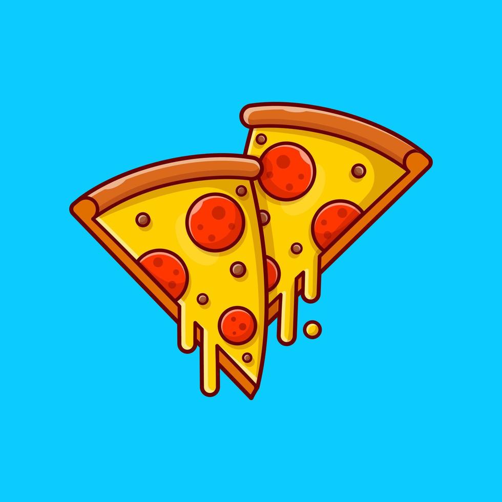 pizza smält tecknad vektor ikonillustration. mat objekt ikon koncept isolerade premium vektor. platt tecknad stil