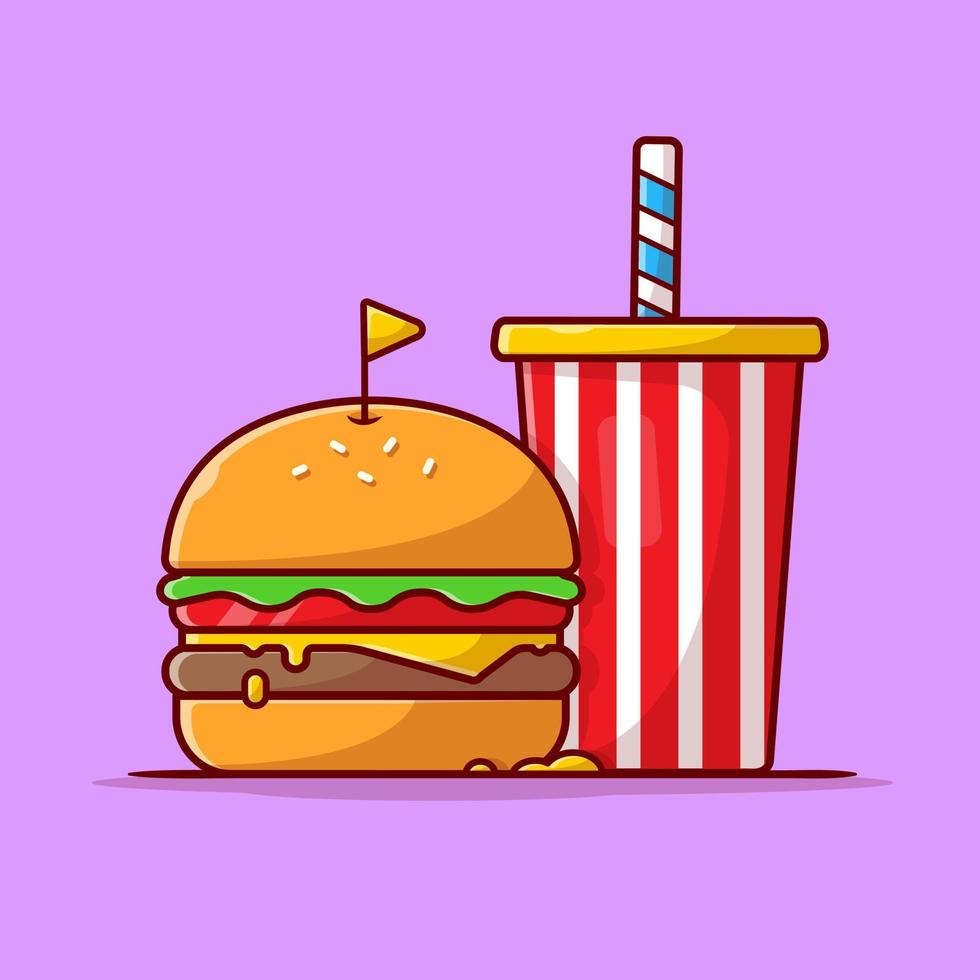 burger und soda cartoon vektor symbol illustration. essen und trinken icon konzept isoliert premium vektor. flacher Cartoon-Stil