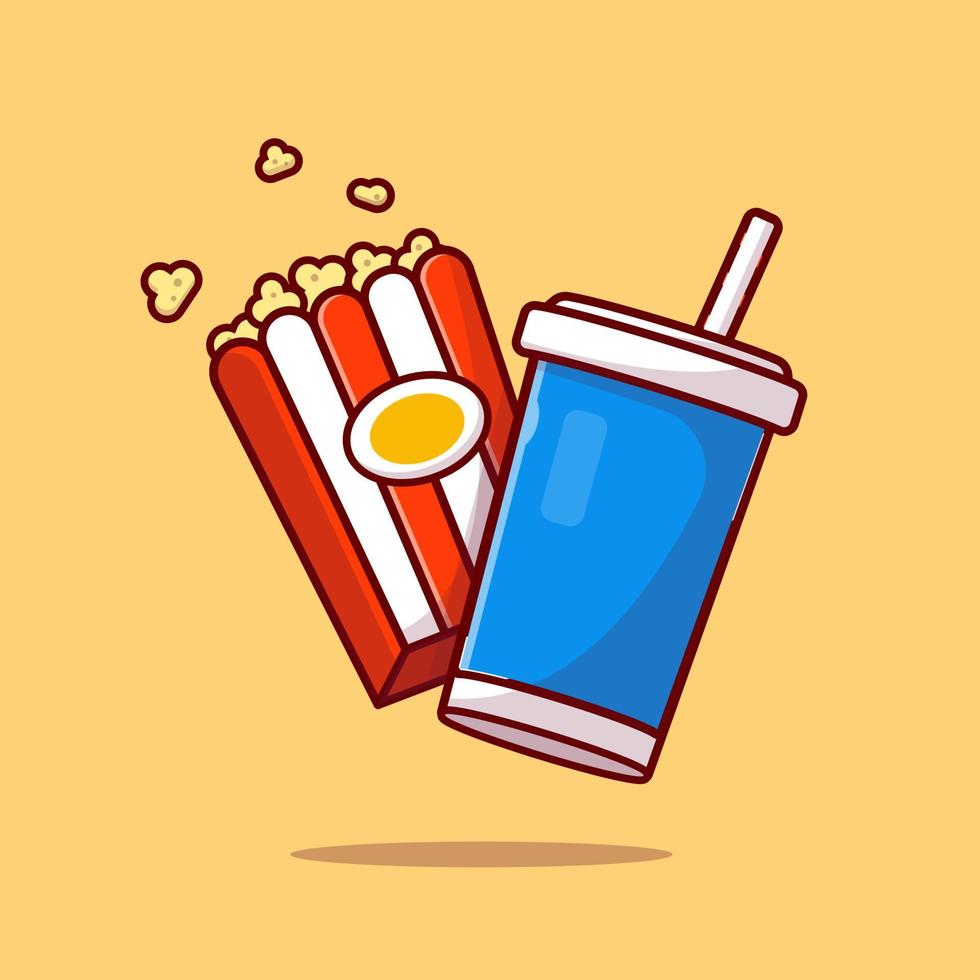 popcorn und soda cartoon vektor symbol illustration. essen und trinken icon konzept isoliert premium vektor. flacher Cartoon-Stil