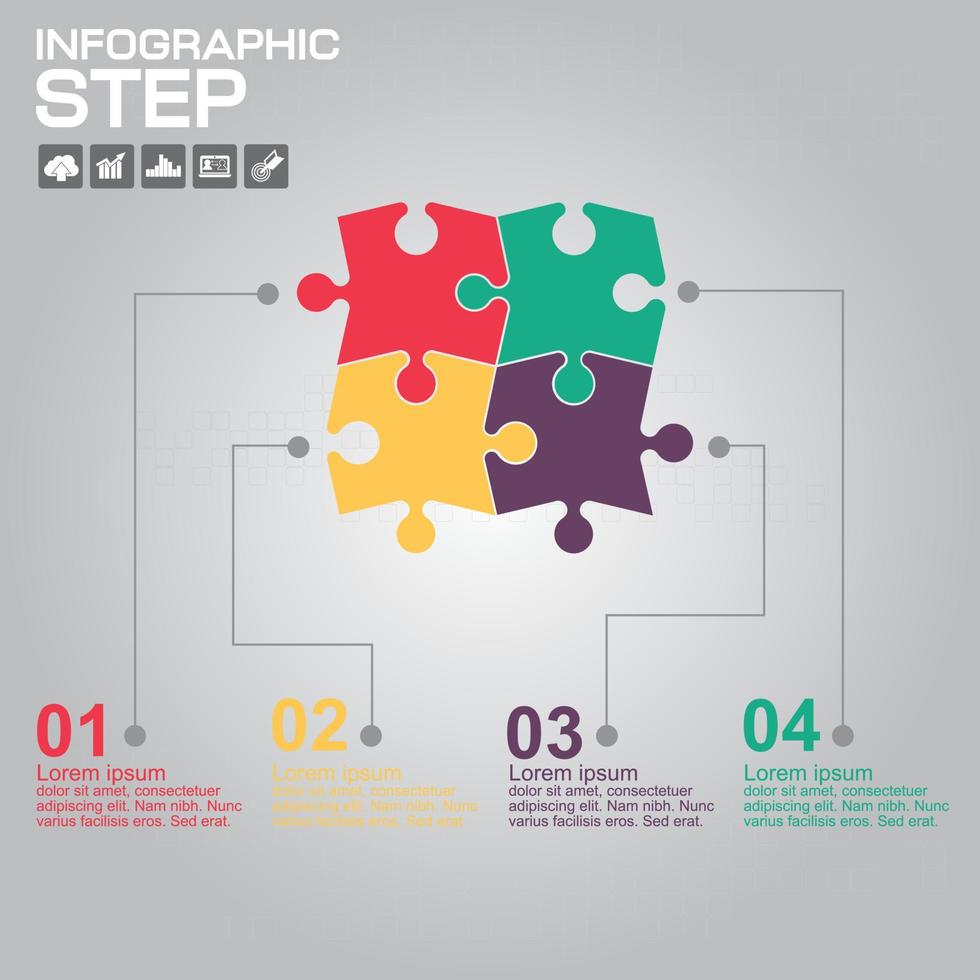 infographic designmall kan användas för arbetsflödeslayout, diagram, antal alternativ, webbdesign. infografisk affärsidé med 4 alternativ, delar, steg eller processer. vektor