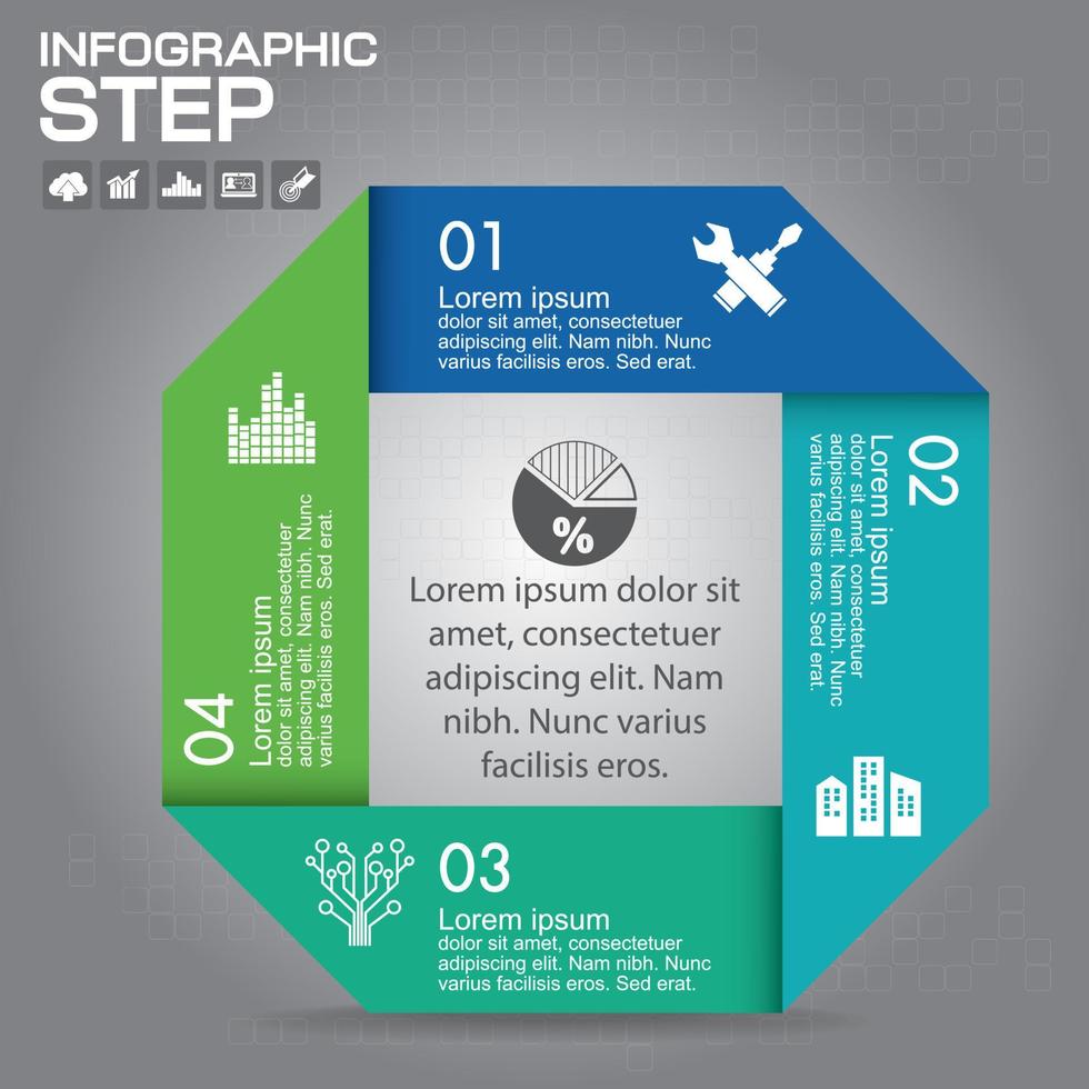 Vektor-Infografik. vorlage für diagramm, grafik, präsentation und diagramm. Geschäftskonzept mit 4 Optionen, Teilen, Schritten oder Prozessen. vektor