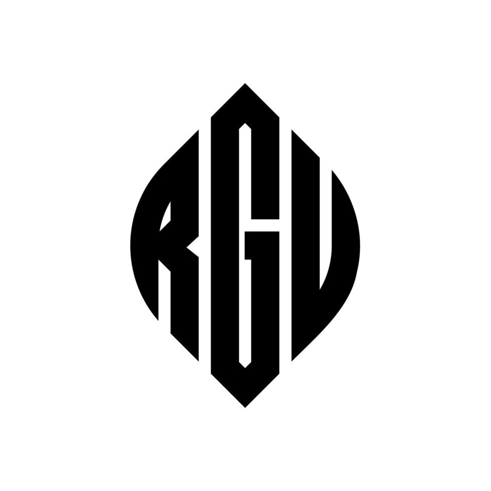 rgu-Kreisbuchstaben-Logo-Design mit Kreis- und Ellipsenform. rgu Ellipsenbuchstaben mit typografischem Stil. Die drei Initialen bilden ein Kreislogo. rgu-Kreis-Emblem abstrakter Monogramm-Buchstaben-Markierungsvektor. vektor