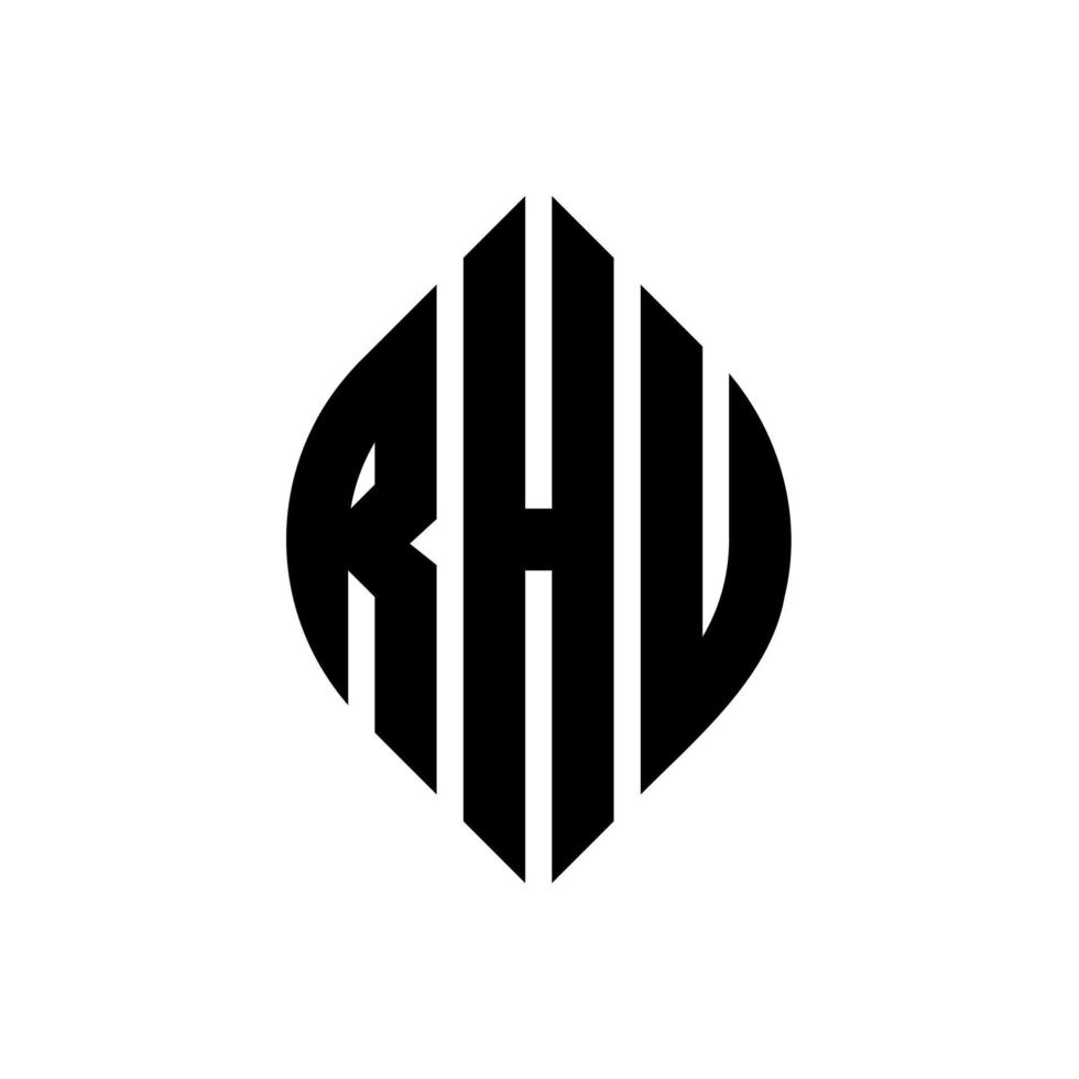 rhu cirkel bokstavslogotyp design med cirkel och ellipsform. rhu ellips bokstäver med typografisk stil. de tre initialerna bildar en cirkellogotyp. rhu cirkel emblem abstrakt monogram brev märke vektor. vektor