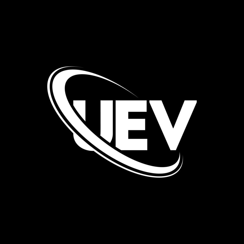 uev logotyp. uev brev. uev brev logotyp design. initialer uev logotyp länkad med cirkel och versaler monogram logotyp. uev typografi för teknik, företag och fastighetsmärke. vektor