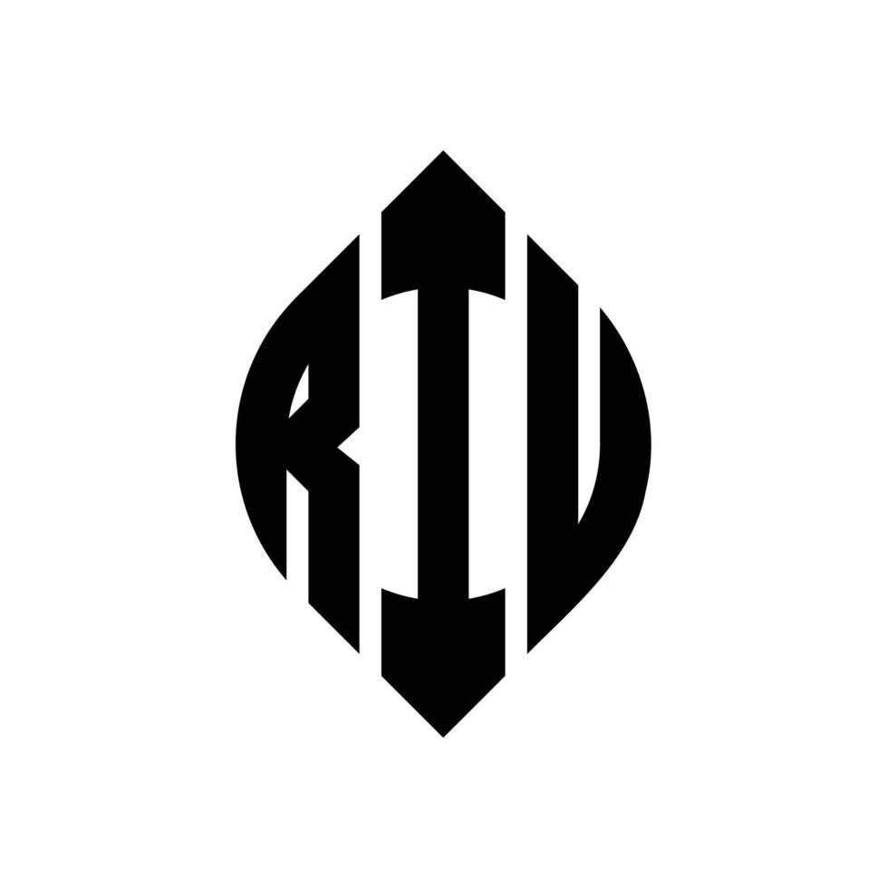 Riu-Kreisbuchstaben-Logo-Design mit Kreis- und Ellipsenform. riu-ellipsenbuchstaben mit typografischem stil. Die drei Initialen bilden ein Kreislogo. Riu-Kreis-Emblem abstrakter Monogramm-Buchstaben-Markierungsvektor. vektor