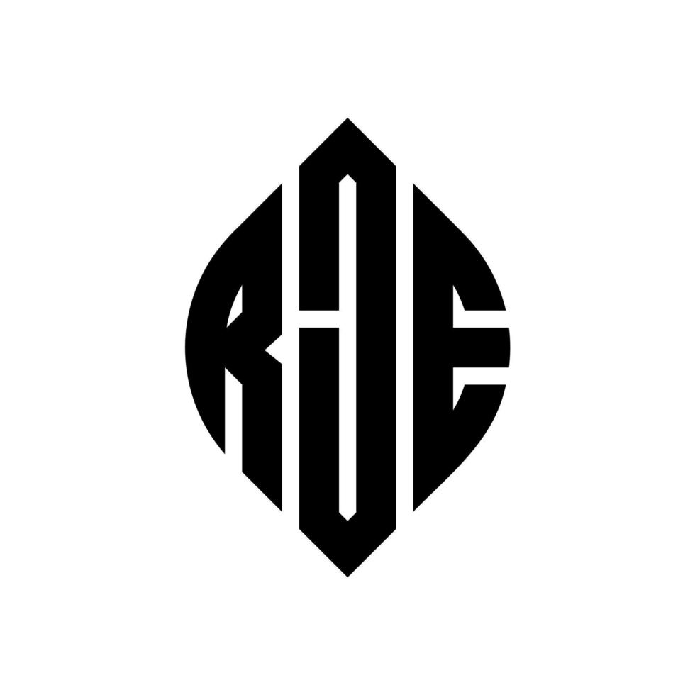 rje Kreisbuchstabe-Logo-Design mit Kreis- und Ellipsenform. rje Ellipsenbuchstaben mit typografischem Stil. Die drei Initialen bilden ein Kreislogo. rje Kreisemblem abstrakter Monogramm-Buchstabenmarkierungsvektor. vektor