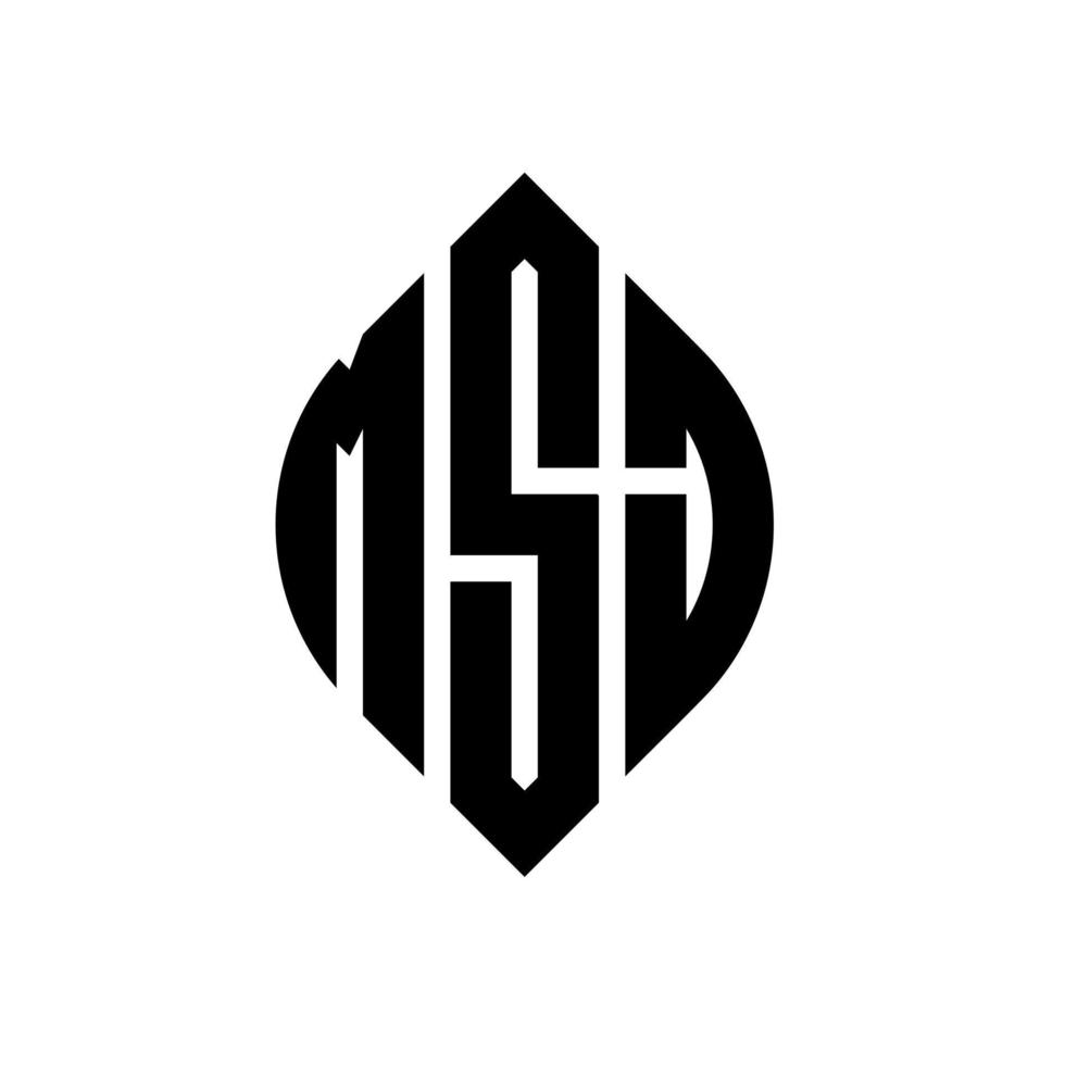 msj-Kreisbuchstaben-Logo-Design mit Kreis- und Ellipsenform. msj Ellipsenbuchstaben mit typografischem Stil. Die drei Initialen bilden ein Kreislogo. Msj-Kreis-Emblem abstrakter Monogramm-Buchstaben-Markierungsvektor. vektor
