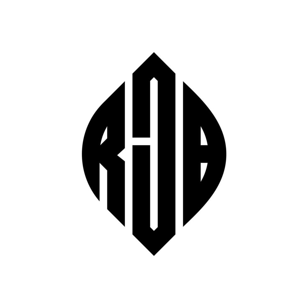 Rjb-Kreisbuchstaben-Logo-Design mit Kreis- und Ellipsenform. rjb-ellipsenbuchstaben mit typografischem stil. Die drei Initialen bilden ein Kreislogo. rjb-Kreis-Emblem abstrakter Monogramm-Buchstaben-Markierungsvektor. vektor