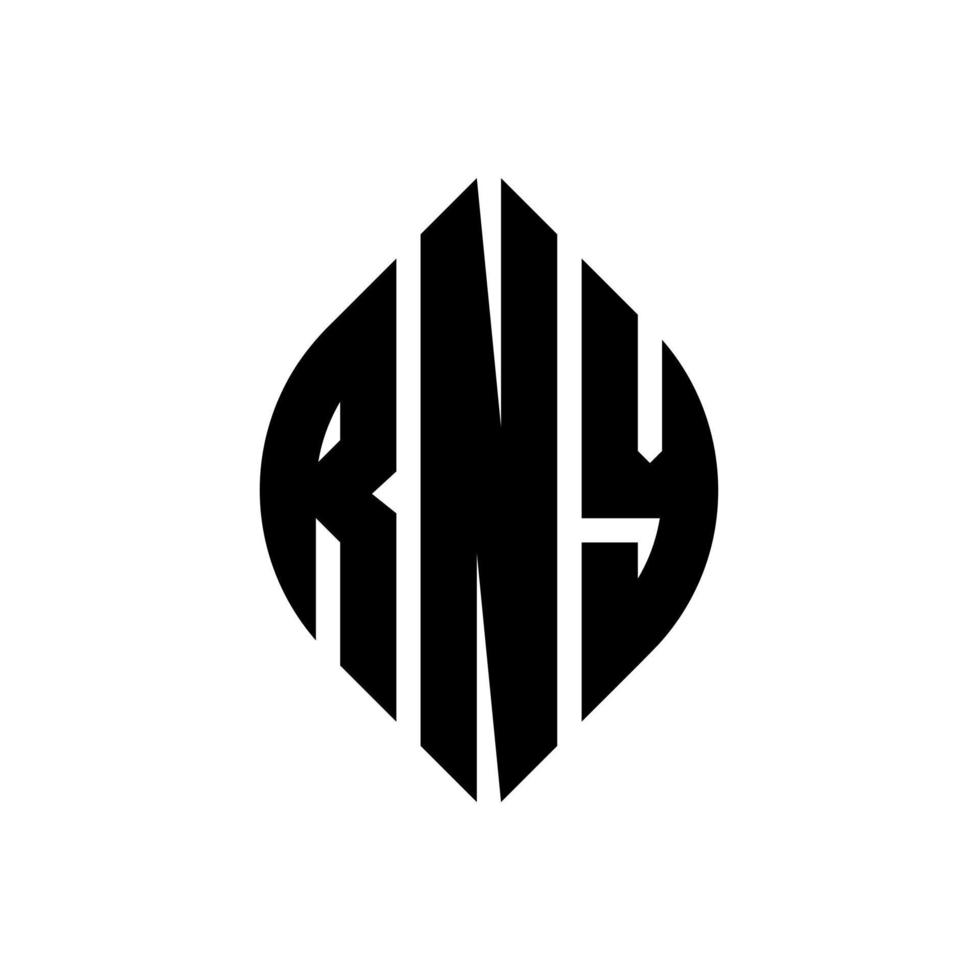 rny Kreisbuchstabe-Logo-Design mit Kreis- und Ellipsenform. rny ellipsenbuchstaben mit typografischem stil. Die drei Initialen bilden ein Kreislogo. rny Kreisemblem abstrakter Monogramm-Buchstabenmarkierungsvektor. vektor