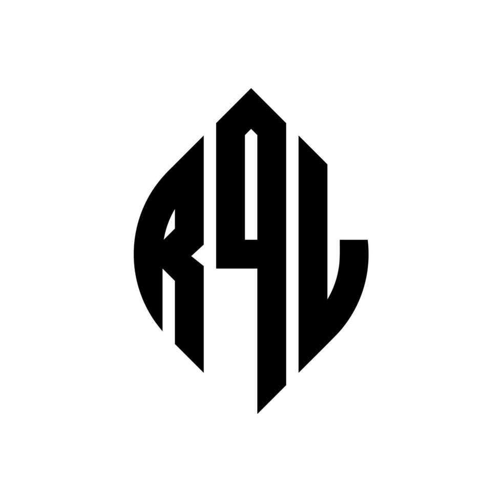 rql-Kreisbuchstaben-Logo-Design mit Kreis- und Ellipsenform. Rql-Ellipsenbuchstaben mit typografischem Stil. Die drei Initialen bilden ein Kreislogo. Rql-Kreis-Emblem abstrakter Monogramm-Buchstaben-Markierungsvektor. vektor