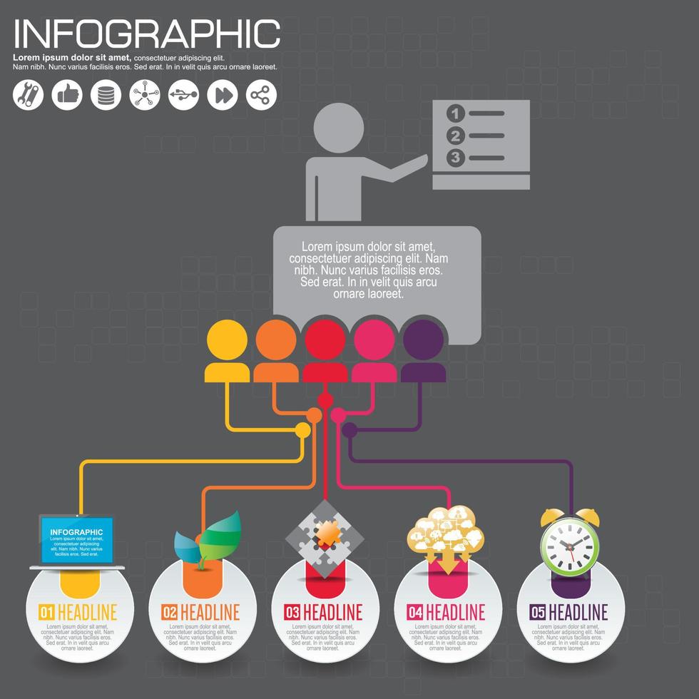 infografisk designmall och affärsidé med 4 alternativ, delar, steg eller processer. kan användas för arbetsflödeslayout, diagram, nummeralternativ, webbdesign. vektor