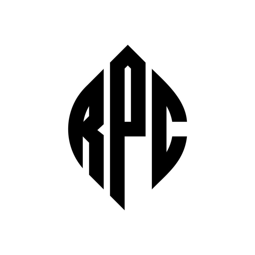 RPC-Kreisbuchstaben-Logo-Design mit Kreis- und Ellipsenform. RPC-Ellipsenbuchstaben mit typografischem Stil. Die drei Initialen bilden ein Kreislogo. rpc-Kreis-Emblem abstrakter Monogramm-Buchstaben-Markierungsvektor. vektor