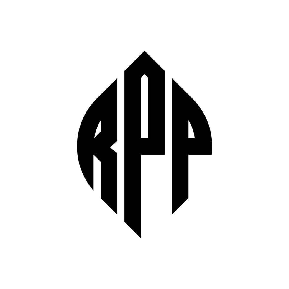 rpp-Kreisbuchstaben-Logo-Design mit Kreis- und Ellipsenform. rpp Ellipsenbuchstaben mit typografischem Stil. Die drei Initialen bilden ein Kreislogo. rpp-Kreis-Emblem abstrakter Monogramm-Buchstaben-Markierungsvektor. vektor