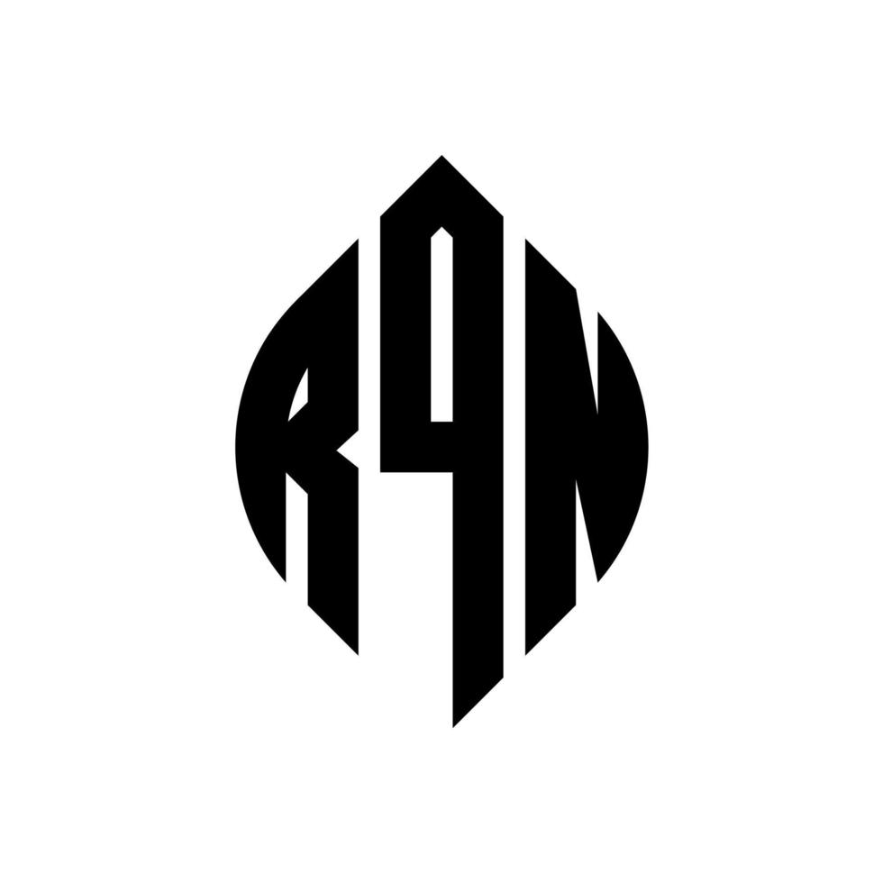 rqn-Kreis-Buchstaben-Logo-Design mit Kreis- und Ellipsenform. rqn Ellipsenbuchstaben mit typografischem Stil. Die drei Initialen bilden ein Kreislogo. rqn Kreisemblem abstrakter Monogramm-Buchstabenmarkierungsvektor. vektor