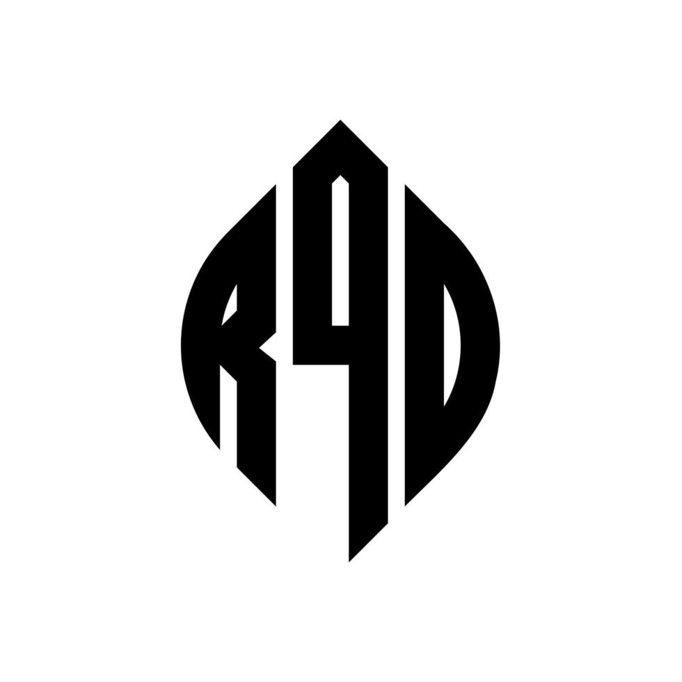 rqd-Kreis-Buchstaben-Logo-Design mit Kreis- und Ellipsenform. rqd Ellipsenbuchstaben mit typografischem Stil. Die drei Initialen bilden ein Kreislogo. rqd-Kreis-Emblem abstrakter Monogramm-Buchstaben-Markierungsvektor. vektor