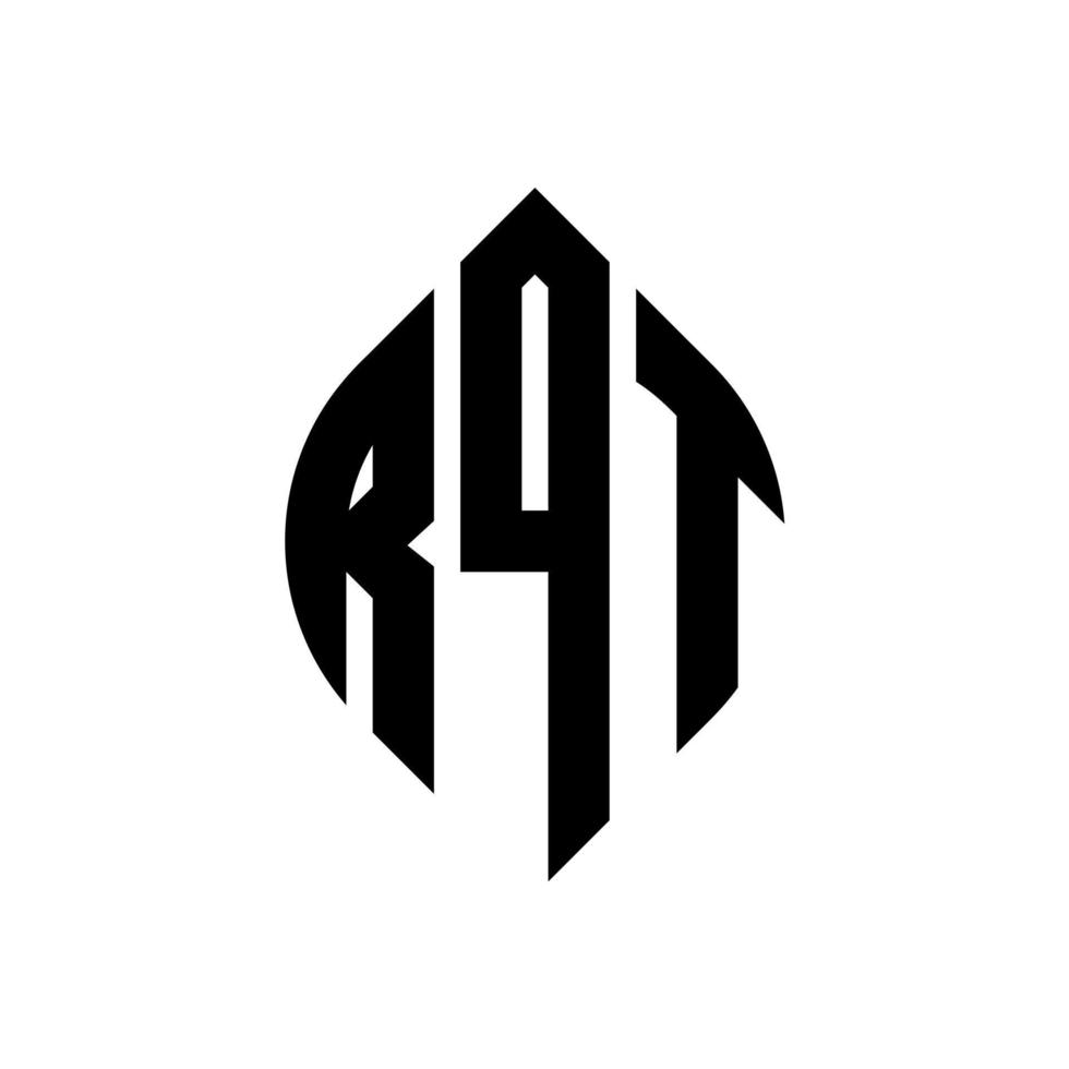 rqt-Kreis-Buchstaben-Logo-Design mit Kreis- und Ellipsenform. rqt Ellipsenbuchstaben mit typografischem Stil. Die drei Initialen bilden ein Kreislogo. rqt-Kreis-Emblem abstrakter Monogramm-Buchstaben-Markierungsvektor. vektor