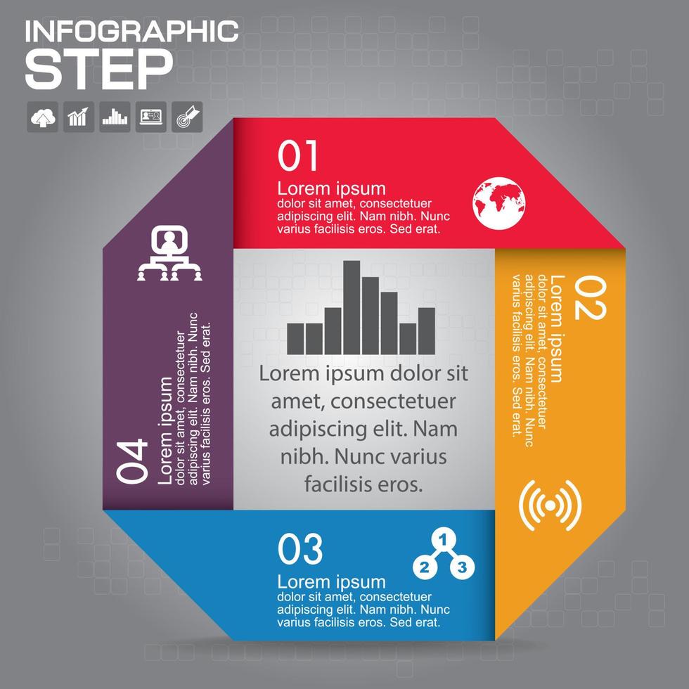 Vektor-Infografik. vorlage für diagramm, grafik, präsentation und diagramm. Geschäftskonzept mit 4 Optionen, Teilen, Schritten oder Prozessen. vektor