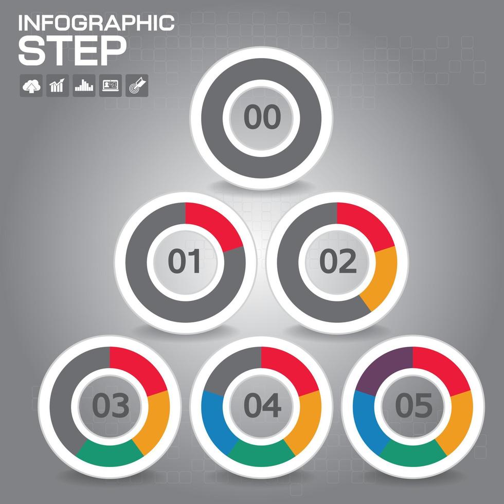 abstrakte 3d-infografik für digitales geschäftsmarketing. kann für geschäftskonzept mit 5 optionen, banner, diagramm, anzahl optionen, arbeitsplan, webdesign verwendet werden. vektor