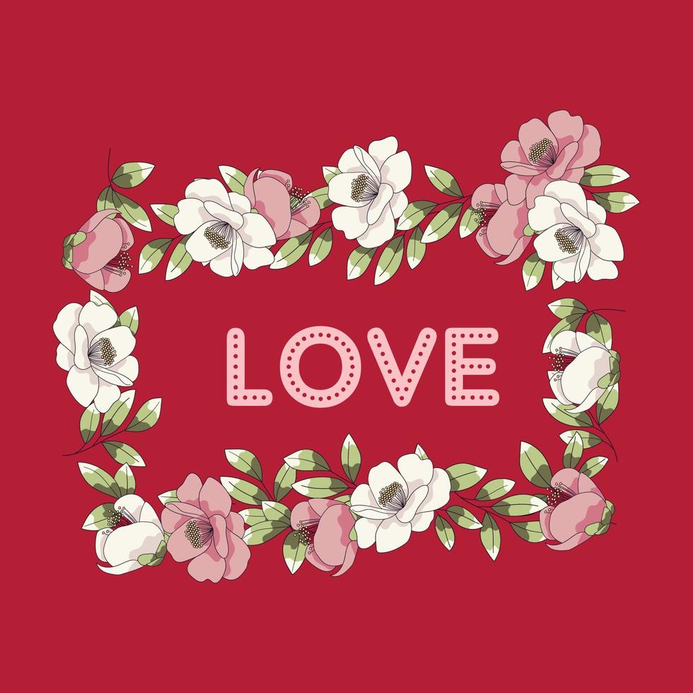 blommig kärleksillustration på speciell dag för älskare, alla hjärtans dag, flickvän, pojkvän, hälsning vektor