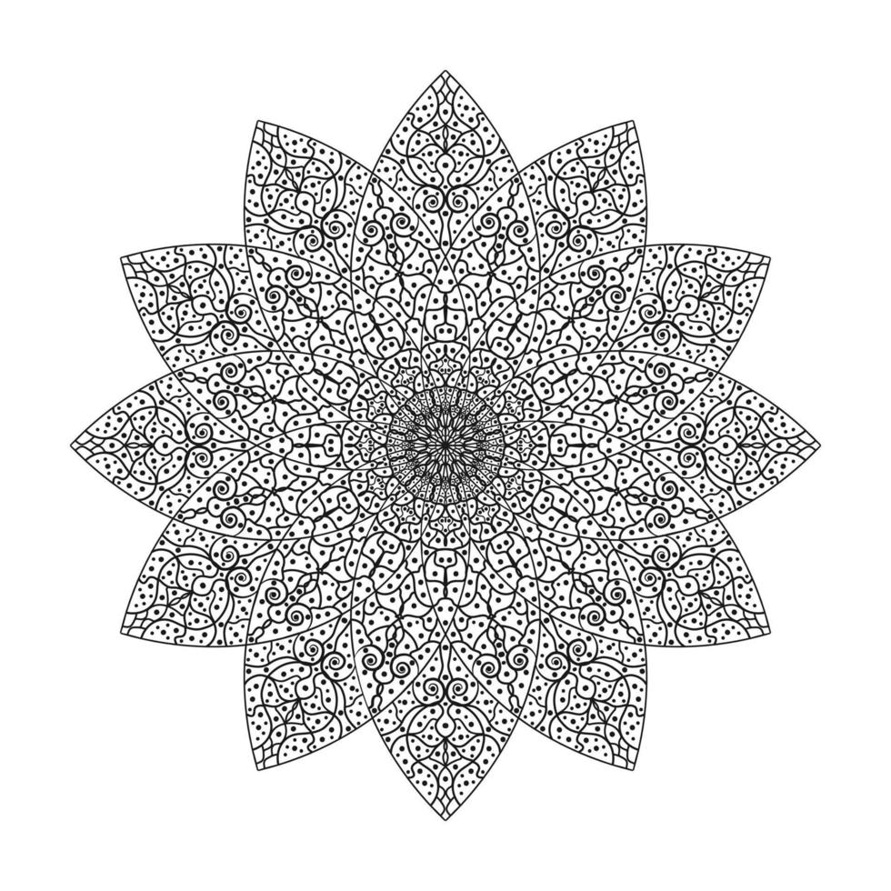 Blumenmandala orientalisches Muster Islam Arabisch indische Vektorillustration Schwarz-Weiß-Premium-Vektor vektor