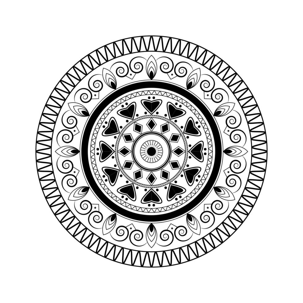 svarta och vita blommor element mandala design i vektor illustration grafik design premium vektor