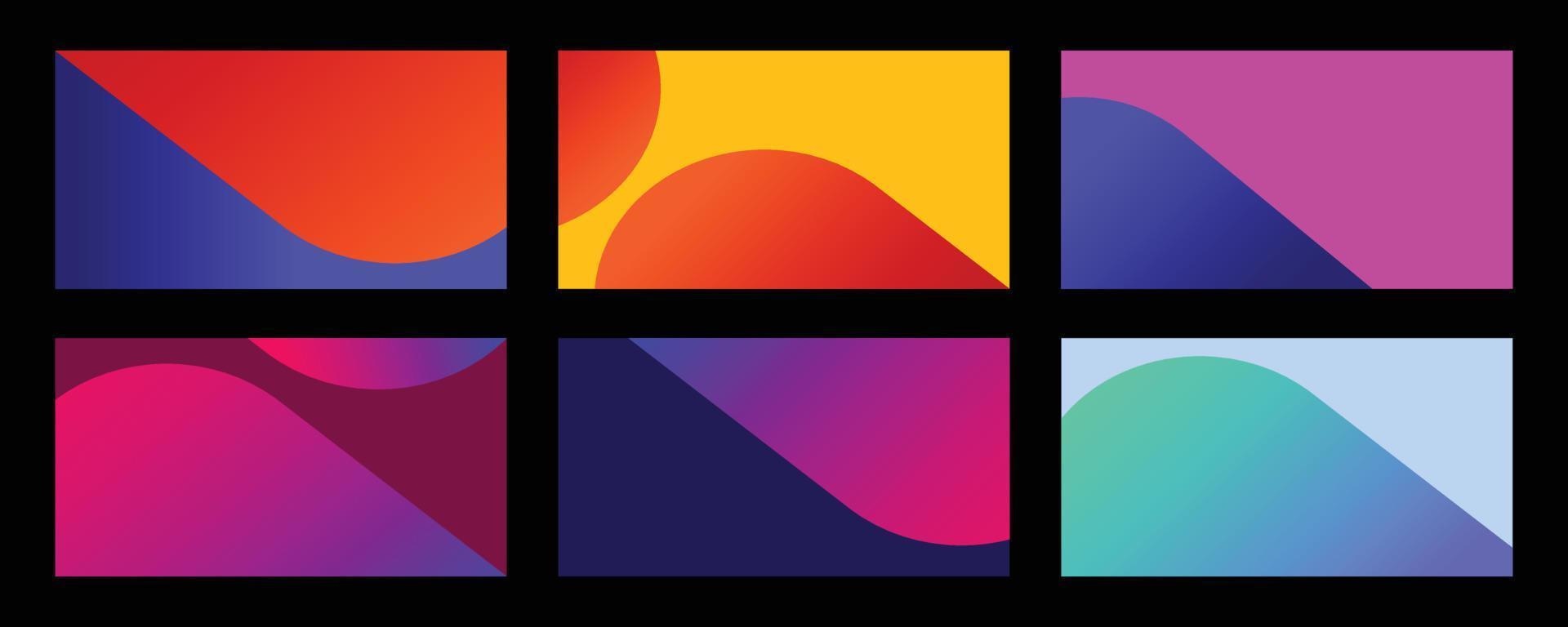 uppsättning sbstract gradient i livfulla färger. modern mjuk bakgrund i trendig och levande stil för omslagsdesignöverlägg. vektor