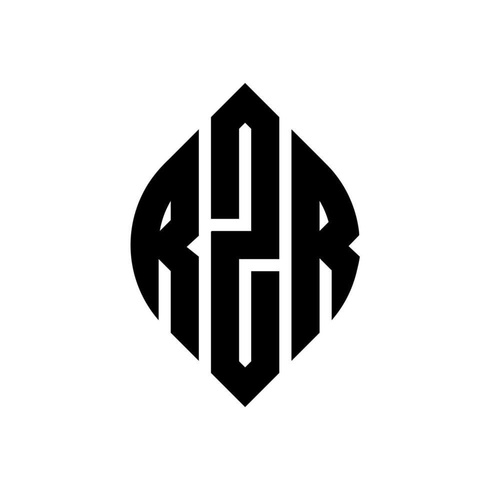 rzr-Kreisbuchstaben-Logo-Design mit Kreis- und Ellipsenform. rzr Ellipsenbuchstaben mit typografischem Stil. Die drei Initialen bilden ein Kreislogo. rzr-Kreis-Emblem abstrakter Monogramm-Buchstaben-Markierungsvektor. vektor