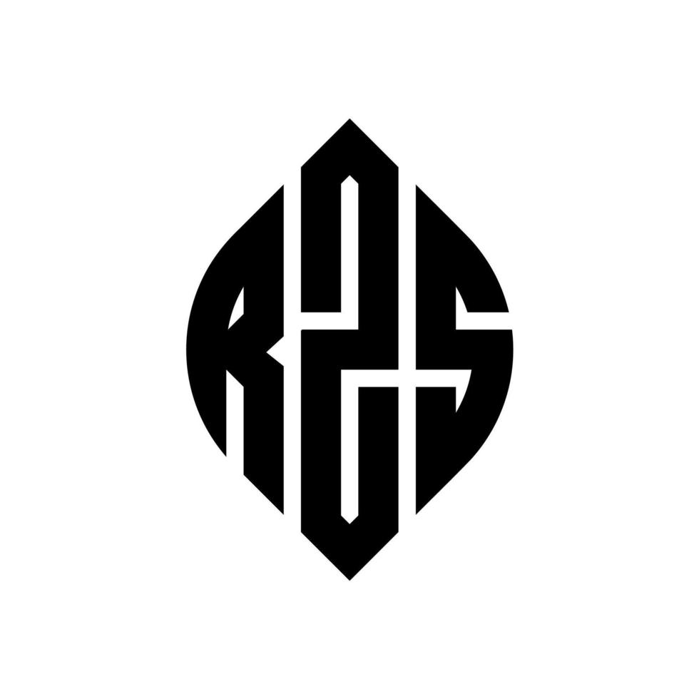 rzs-Kreisbuchstaben-Logo-Design mit Kreis- und Ellipsenform. rzs Ellipsenbuchstaben mit typografischem Stil. Die drei Initialen bilden ein Kreislogo. rzs-Kreis-Emblem abstrakter Monogramm-Buchstaben-Markierungsvektor. vektor