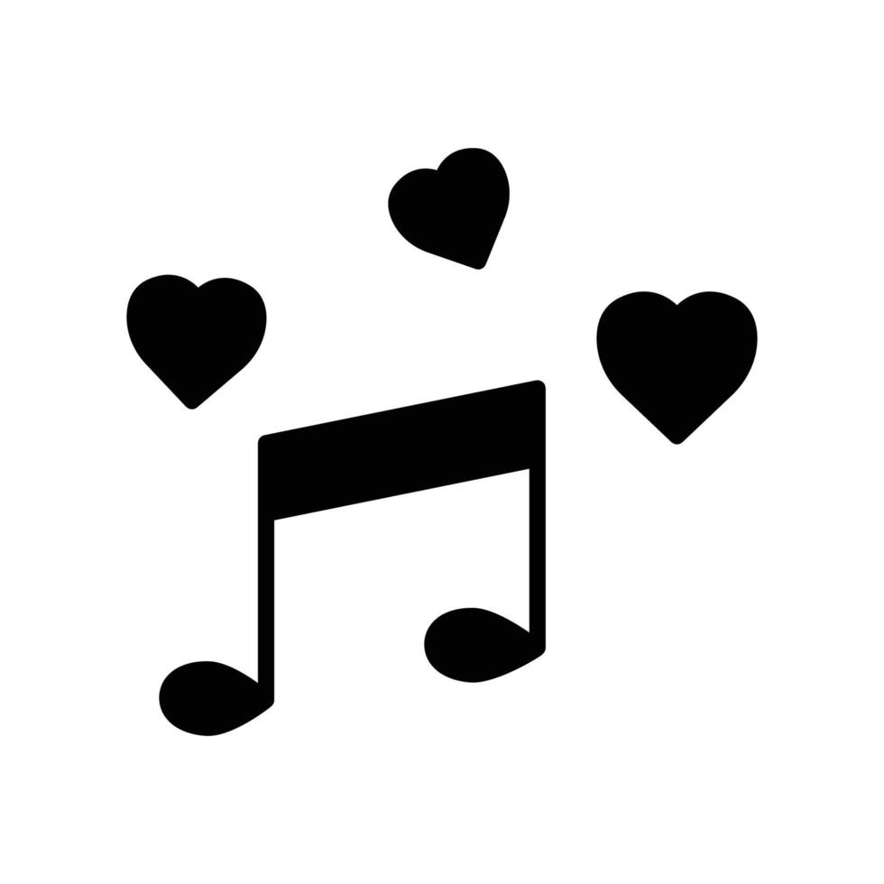 ton ikon med hjärta. ikon relaterad till romantisk musik. solid ikonstil, glyf. enkel design redigerbar vektor