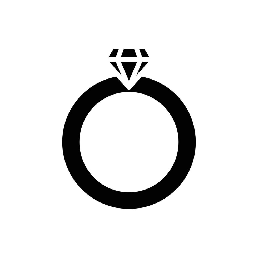 Edelstein-Ring-Symbol. Symbol im Zusammenhang mit Hochzeit. solider Symbolstil, Glyphe. einfaches Design editierbar vektor