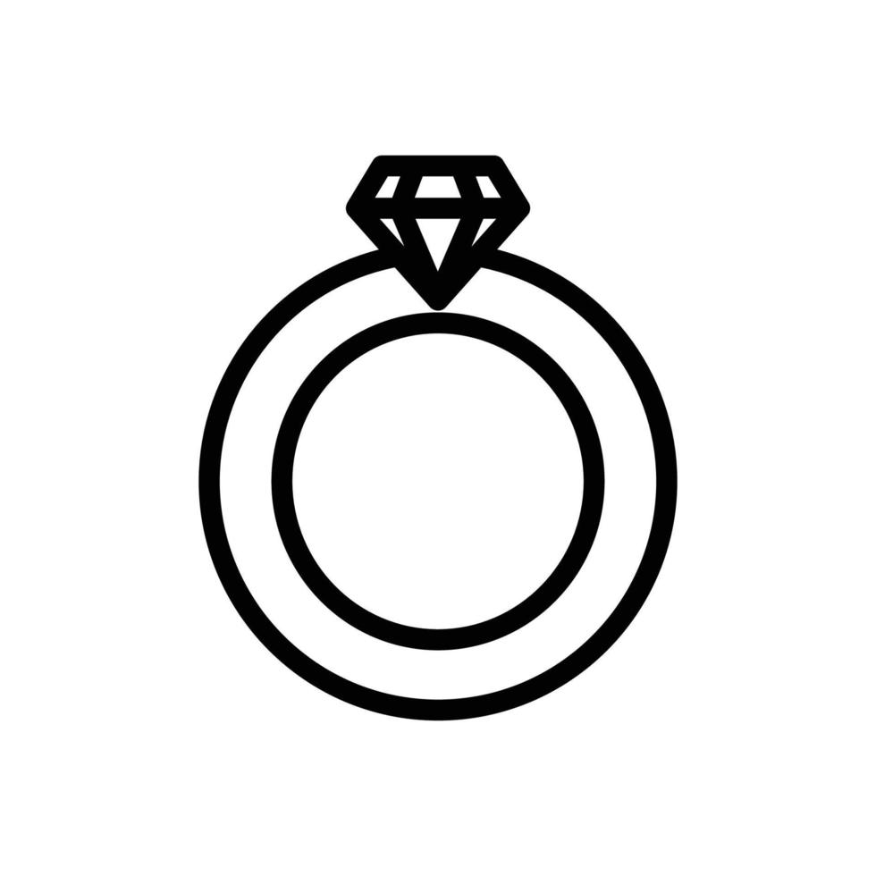 Edelstein-Ring-Symbol. Symbol im Zusammenhang mit Hochzeit. Liniensymbolstil. einfaches Design editierbar vektor