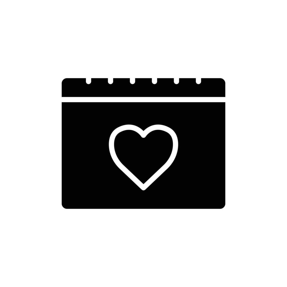 kalenderikon med hjärta. ikon relaterad till bröllop. solid ikonstil, glyf. enkel design redigerbar vektor