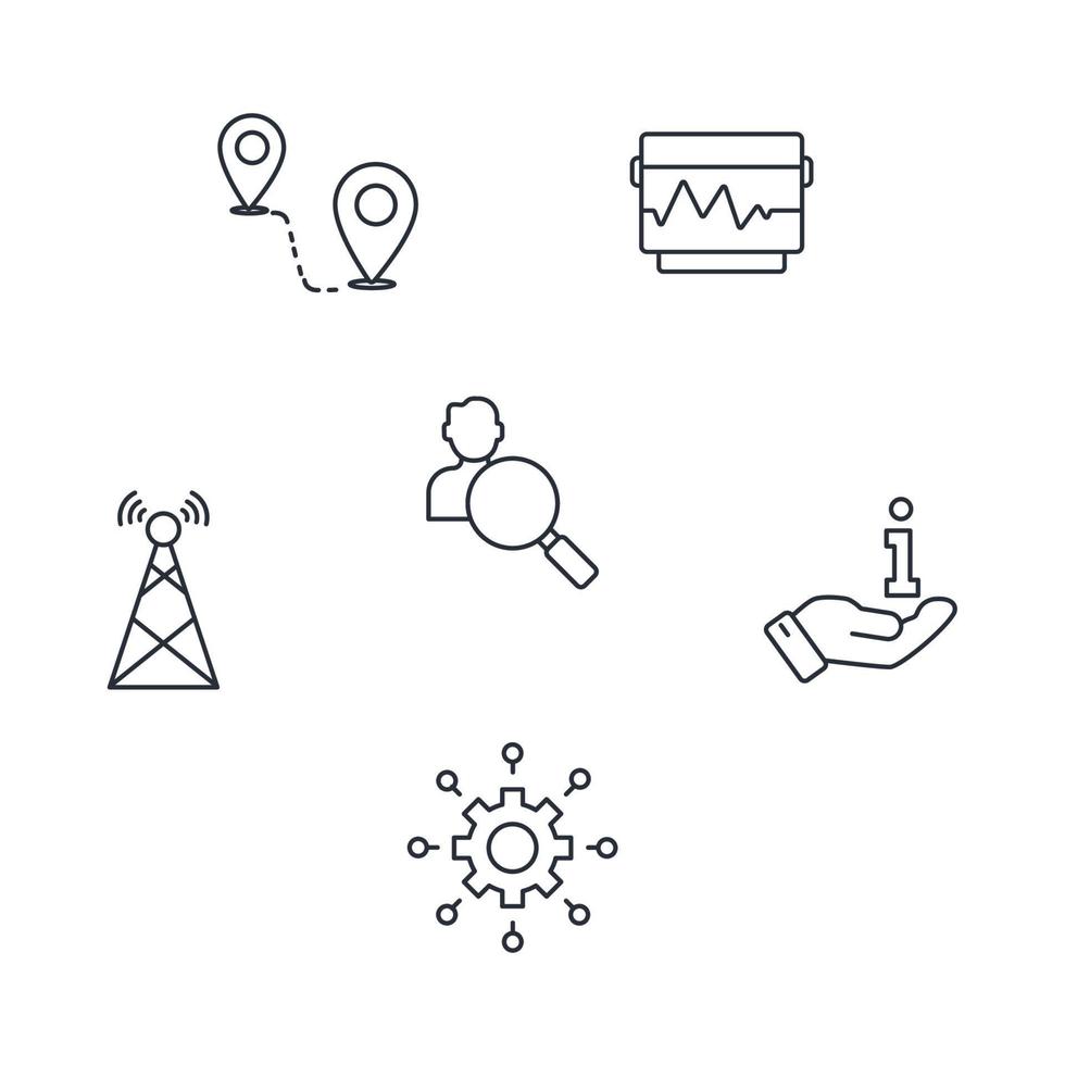 rfid - Radiofrequenz-Identifikationssymbole gesetzt. rfid - Hochfrequenz-Identifikationspaketsymbol-Vektorelemente für Infografik-Web vektor