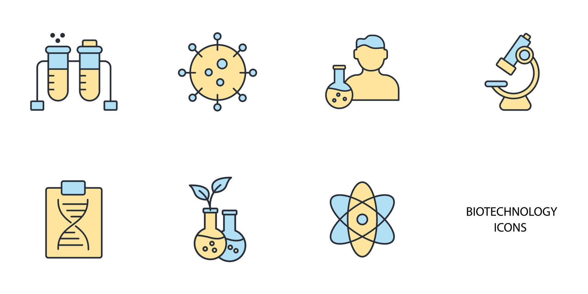 bioteknik ikoner set. bioteknik pack symbol vektorelement för infographic webben vektor