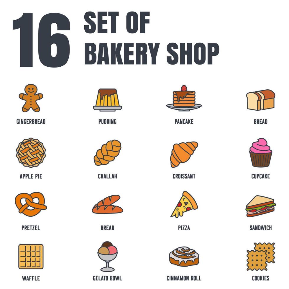 Bäckerei Shop Set Icon Symbol Vorlage für Grafik- und Webdesign-Sammlung Logo-Vektor-Illustration vektor