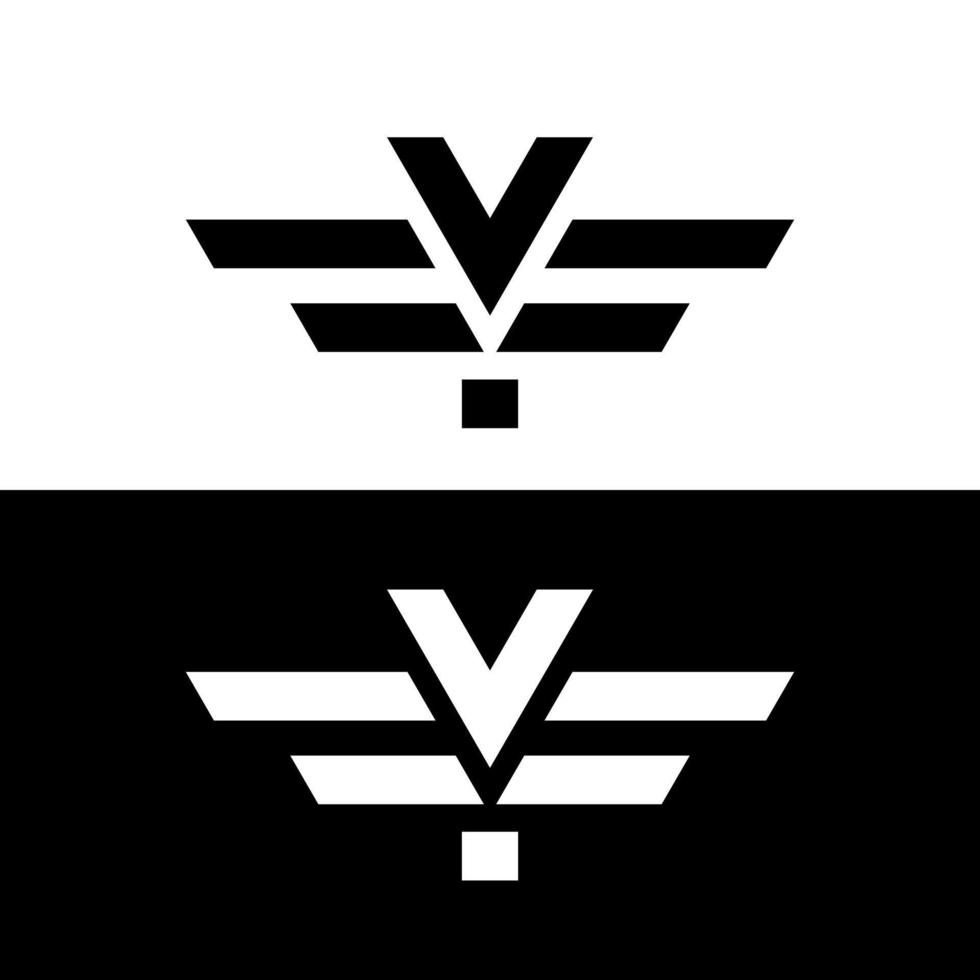 buchstabe v flügel monogramm logo design vektor