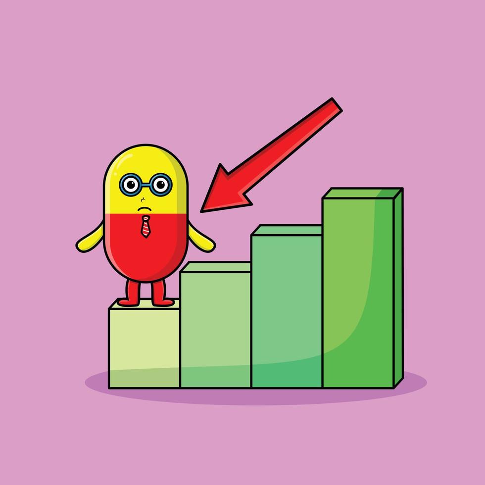 Kapselmedizingeschäftsmann mit Inflationsdiagramm vektor