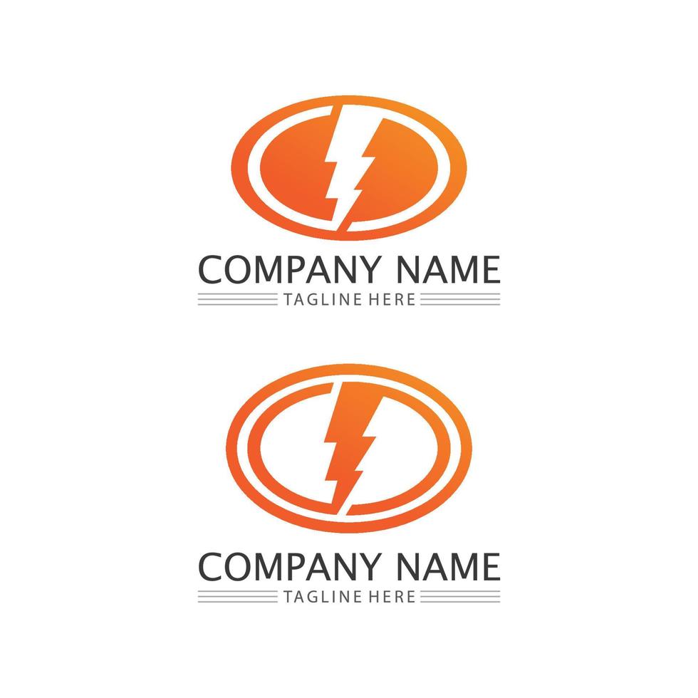 der Power-Vektor, Flash-Ogo und Thunderbolt und Icon Electricity Illustration Template Design vektor