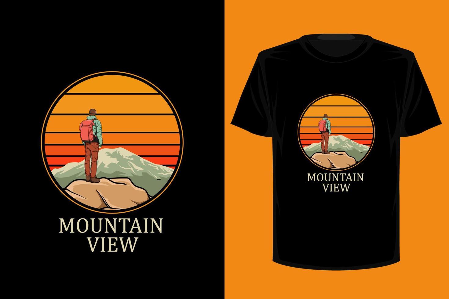 Retro-Vintage-T-Shirt-Design mit Bergblick vektor