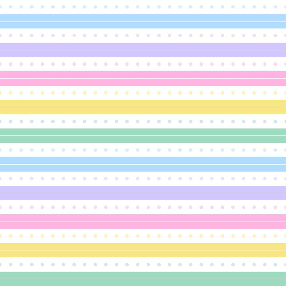 regnbåge pastell rand horisontell linje prick streck linje cirkel sömlöst mönster vektorillustration bordsduk, picknickmatta omslagspapper, matta, tyg, textil, halsduk vektor