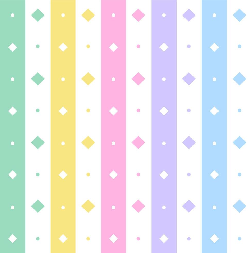 Regenbogen Pastell Diamant Neigung Quadrat vertikale Linie Streifen Punkt Strichlinie Kreis Musterdesign Vektor Illustration Tischdecke, Picknickmatte Wickelpapier, Matte, Stoff, Textil, Schal