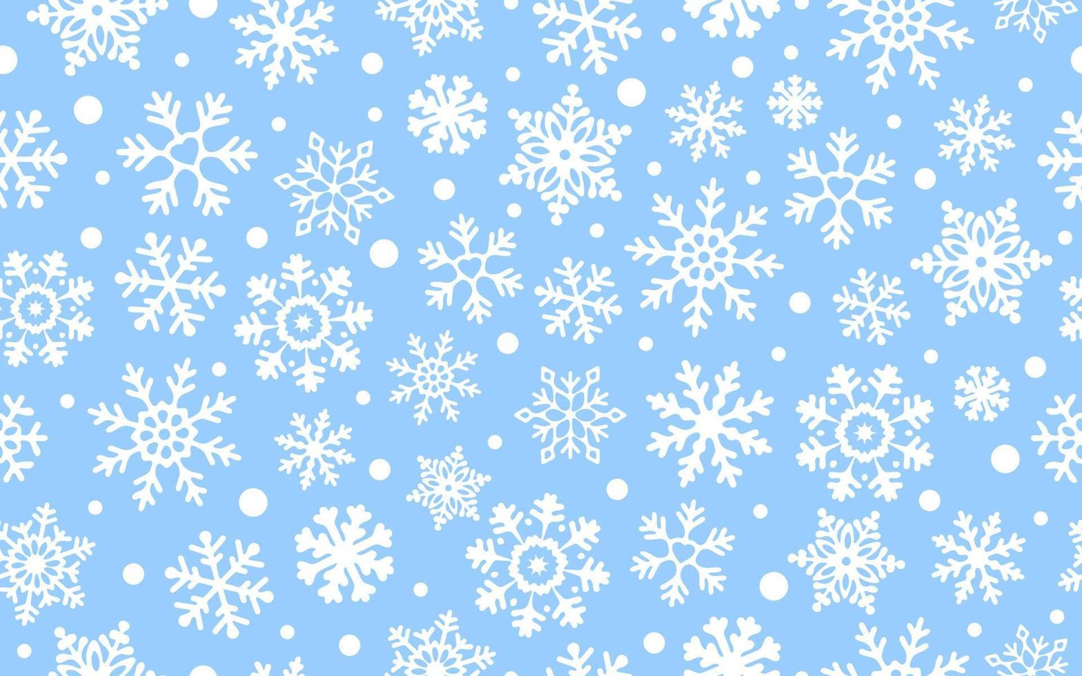 vita snöflingor på blå bakgrund, vektor seamless mönster. fallande snöflingor på blå bakgrund. begreppet vintersemester.