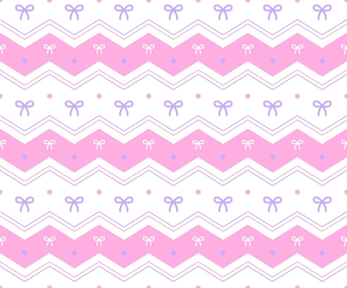 lila rosa pastellband schleife vorhanden geschenkbox horizontal zickzacklinie streifen punkt strichlinie kreis nahtloses muster vektorillustration tischdecke, picknickmatte wickelpapier, matte, stoff, textil, schal vektor