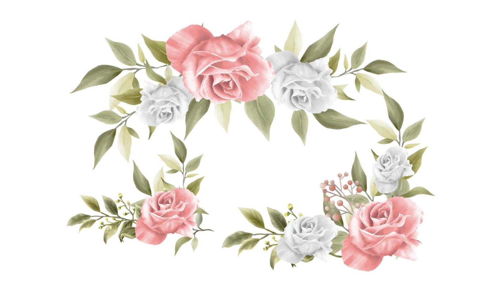 uppsättning av akvarell blommig ram buketter och dekoration vektor