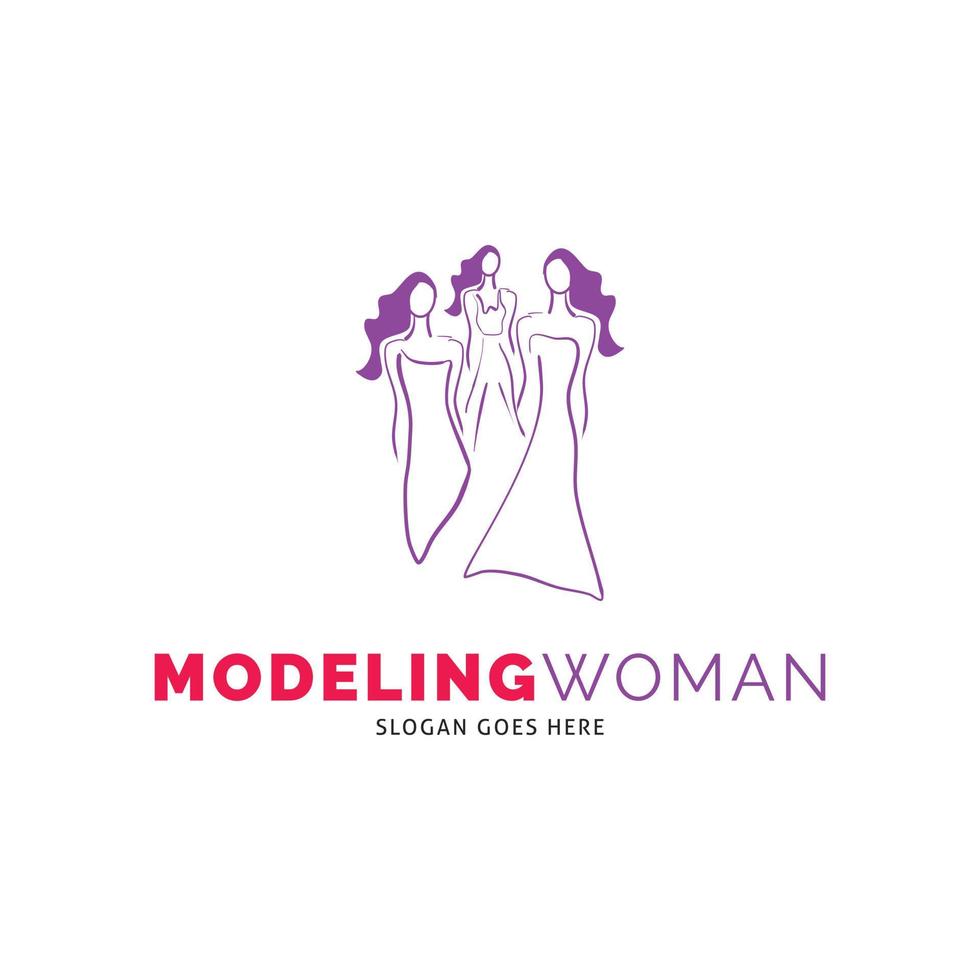 Modellierung Frau Symbol Vektor Logo Vorlage Illustration Design