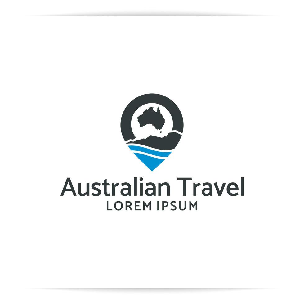 ocation Australien logotyp design vektor, pin, resor, karta vektor